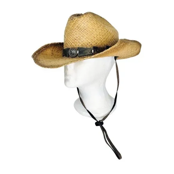 Monte Carlo Straw Raffia Bullhide Hat Co Western Rockabilly Boho Cowboy Size XL - Picture 3 of 11